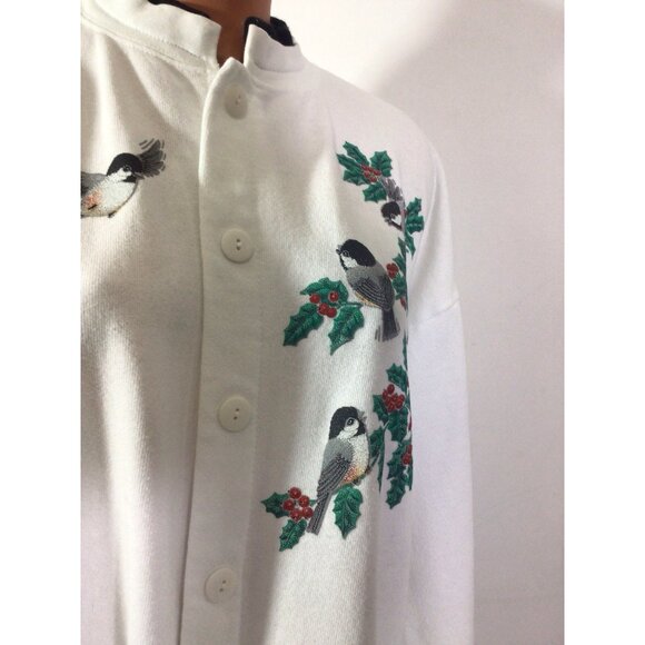 Vintage Morning Sun Sweatshirt Button Front Cardigan Bird Print Womens XL - Picture 5 of 8